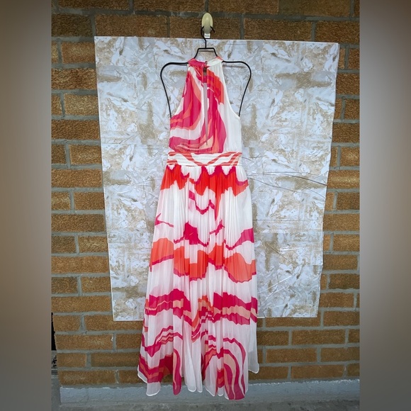 Rococo Sand White & Multicolour Abstract Pleated dress size small - Picture 9 of 15